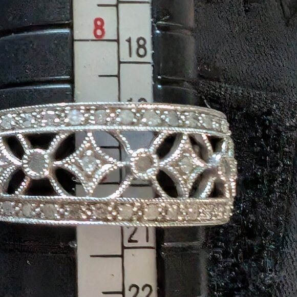 Star Ring P4SR Silver/Platinum/Palladium Wedding Band Diamonds size 9 - Picture 6 of 6